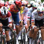 Riders from UAE Team Emirates-XRG, including German rider Nils Politt, are seen wearing the world’s first cycling helmet developed using generative AI, made by UAE AI powerhouse G42 and manufacturer MET, during the ongoing Tour de France. (Dario Belingheri/Getty Images)
