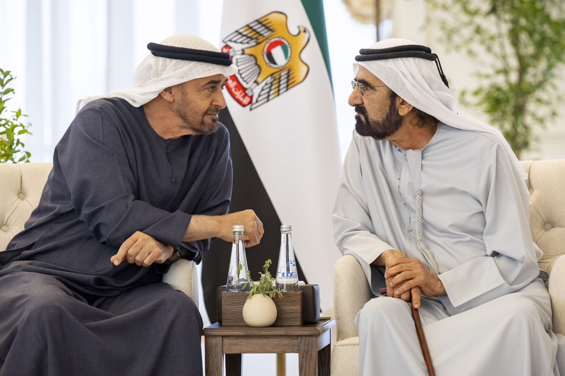 UAE President Sheikh Mohamed bin Zayed and Sheikh Mohammed bin Rashid, UAE Vice President and Prime Minister and Ruler of Dubai, held a meeting at Qasr Al Bahr palace in Abu Dhabi on Tuesday. (WAM)